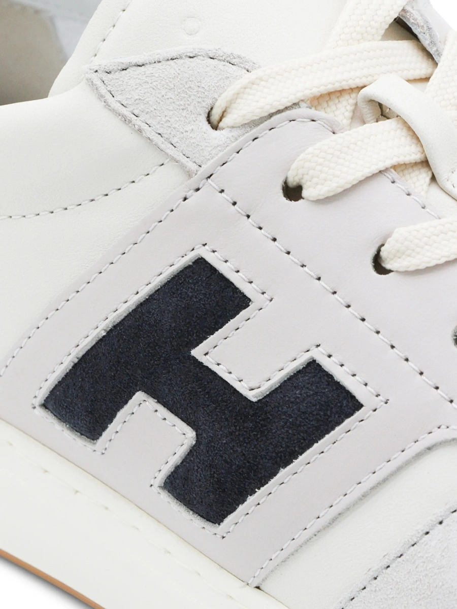 Sneakers Hogan neutri din piele intoarsa si piele - Img 4