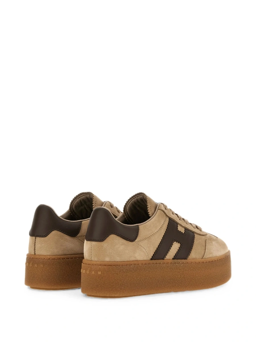 Sneakers Hogan neutri din piele intoarsa si piele - Img 4