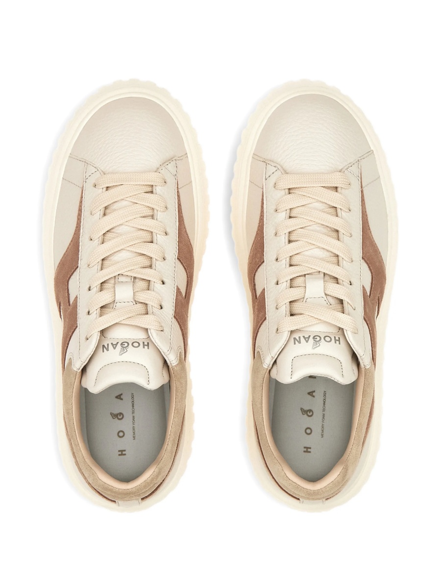 Sneakers Hogan neutri din piele intoarsa si piele - Img 3