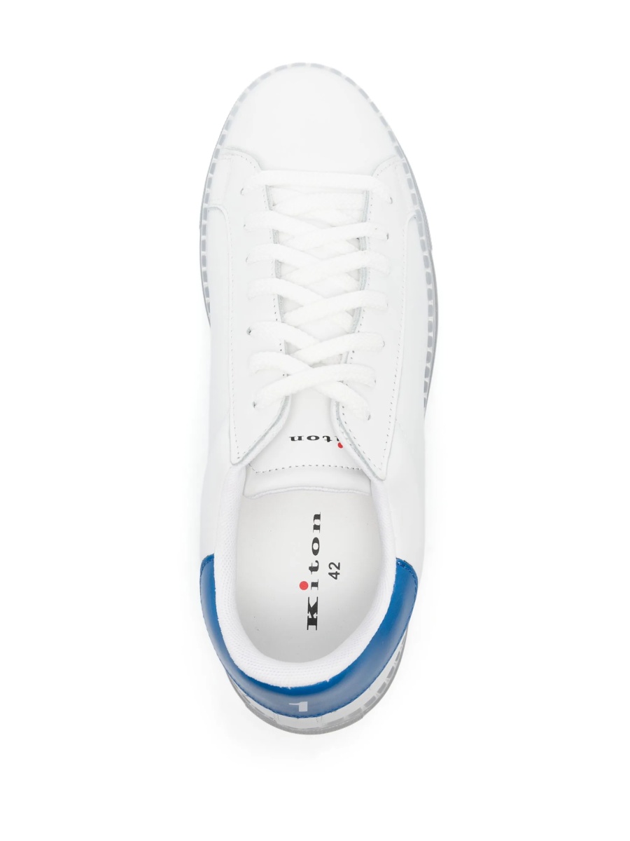Sneakers KITON albi din piele - Img 4