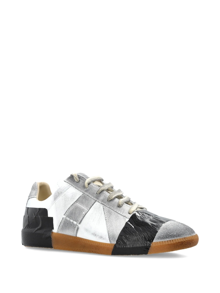 Sneakers Maison Margiela albi din piele si material textil - Img 2