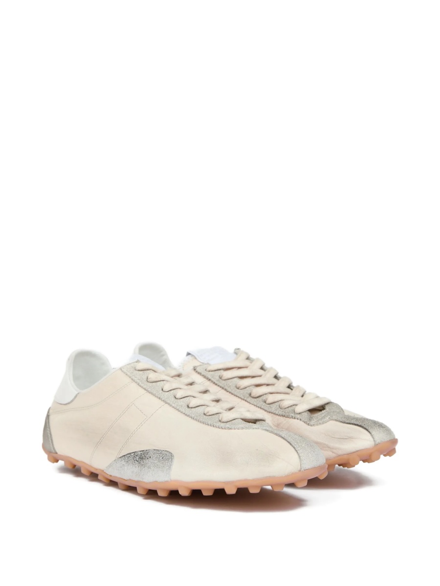Sneakers Maison Margiela galbeni din piele intoarsa si piele - Img 2