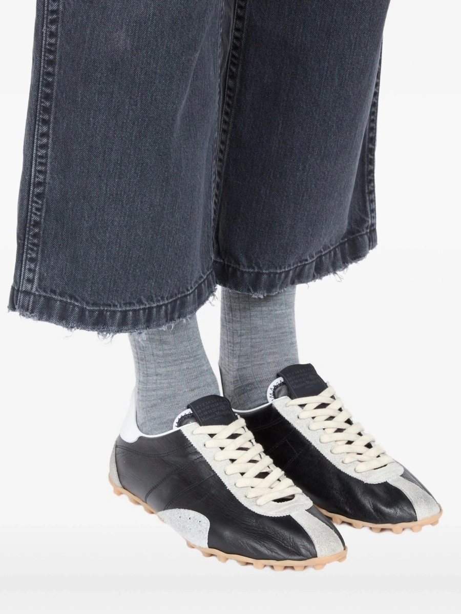 Sneakers Maison Margiela negri din piele si piele intoarsa - Img 5