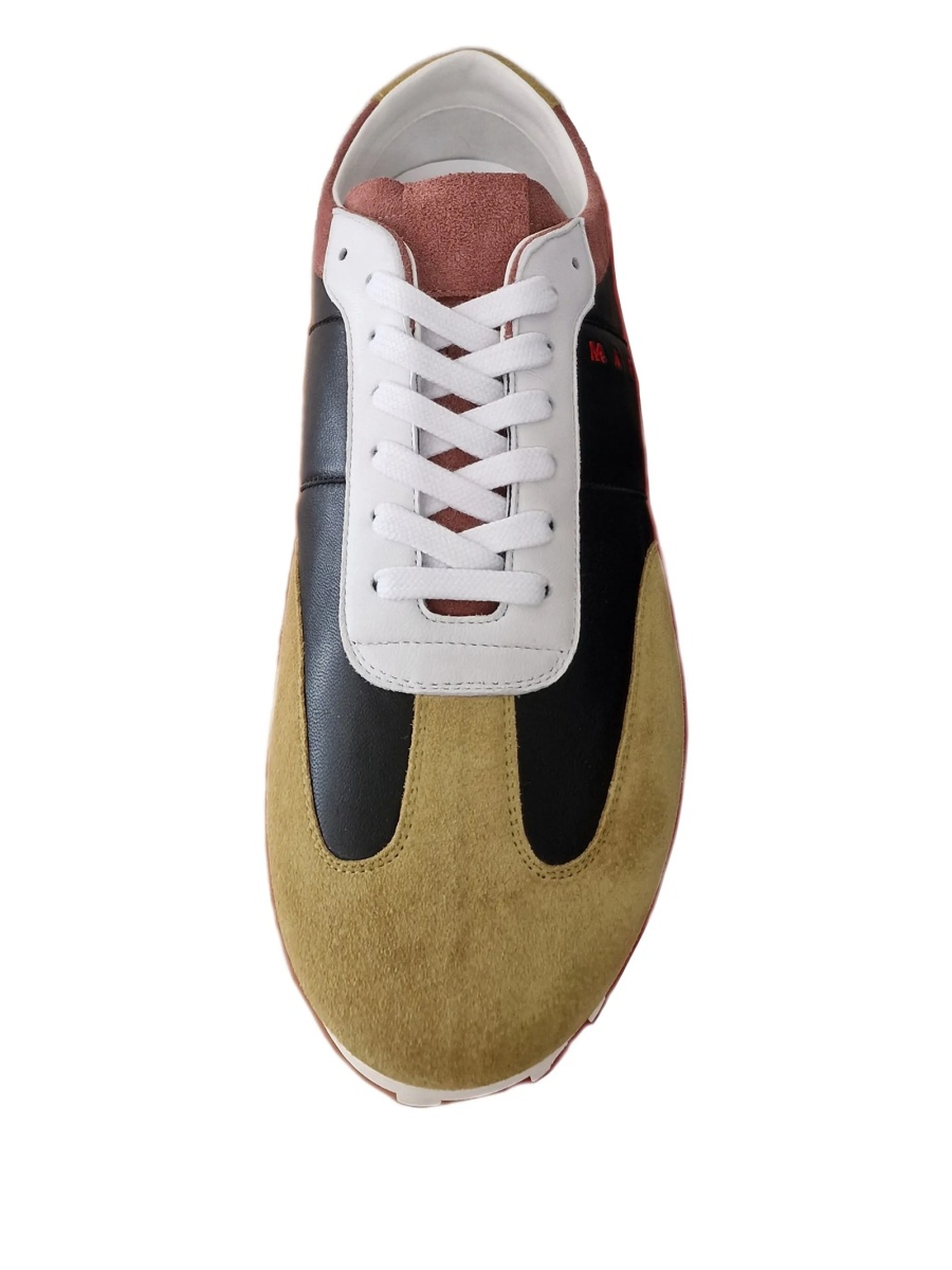 Sneakers Marni negri din piele intoarsa si piele - Img 3