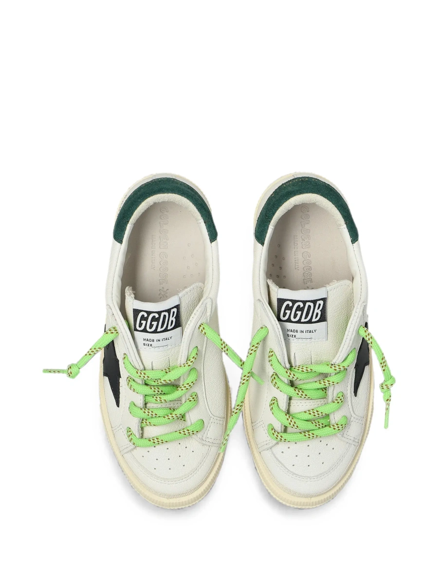 Sneakers 'May' White Low Top Sneaker with Star Patch on the Side and Logo Patch on the Tongue in Leather Boy - Img 7