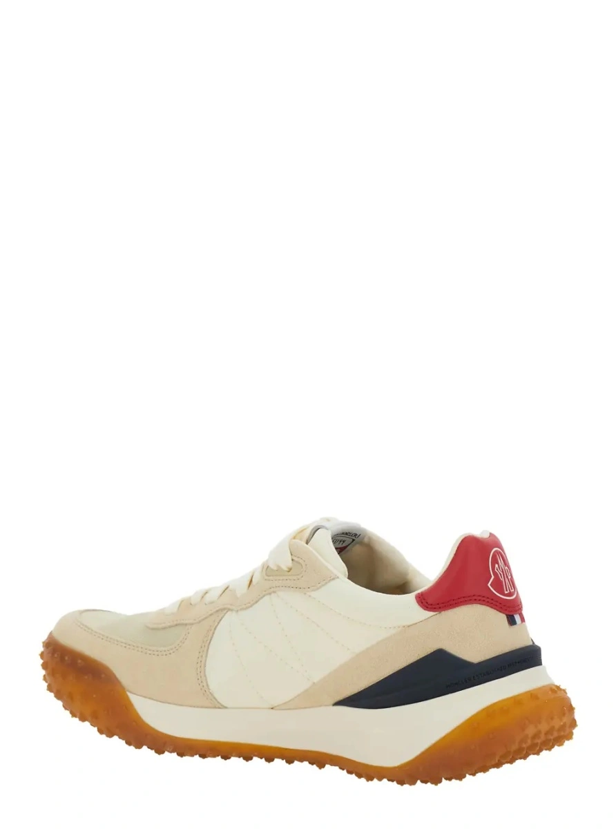 Sneakers Moncler bej din piele si material textil - Img 3