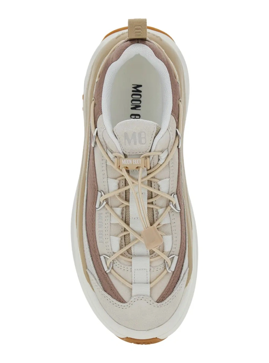 Sneakers Moon Boot bej din piele si material textil - Img 4