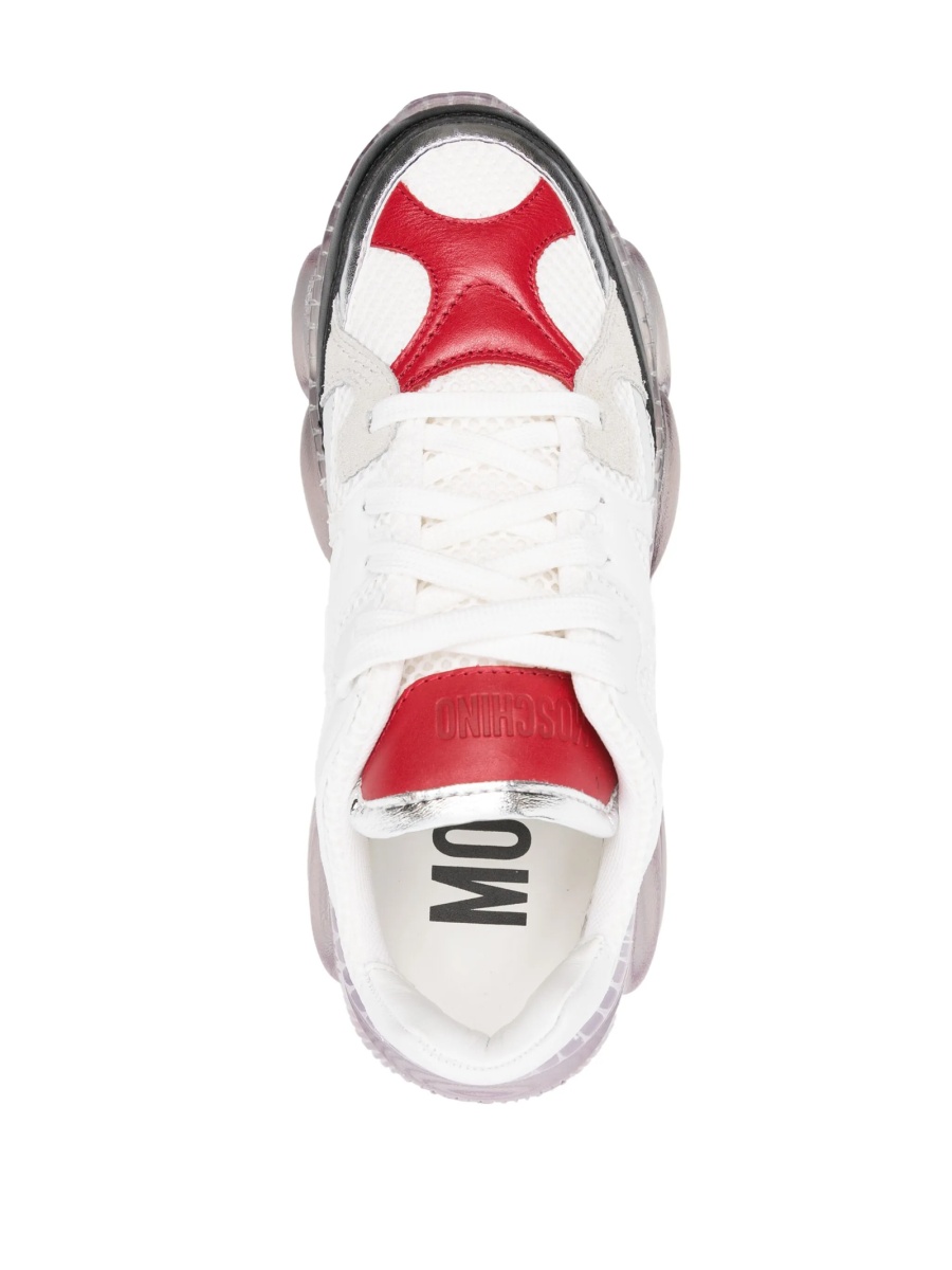 Sneakers Moschino albi din material textil si poliuretan - Img 4