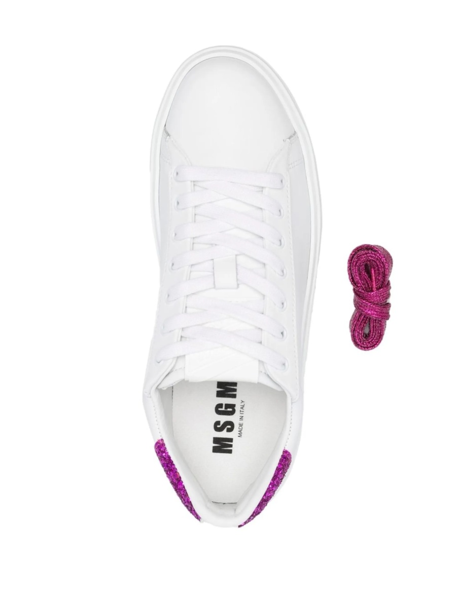 Sneakers MSGM albi din piele - Img 4