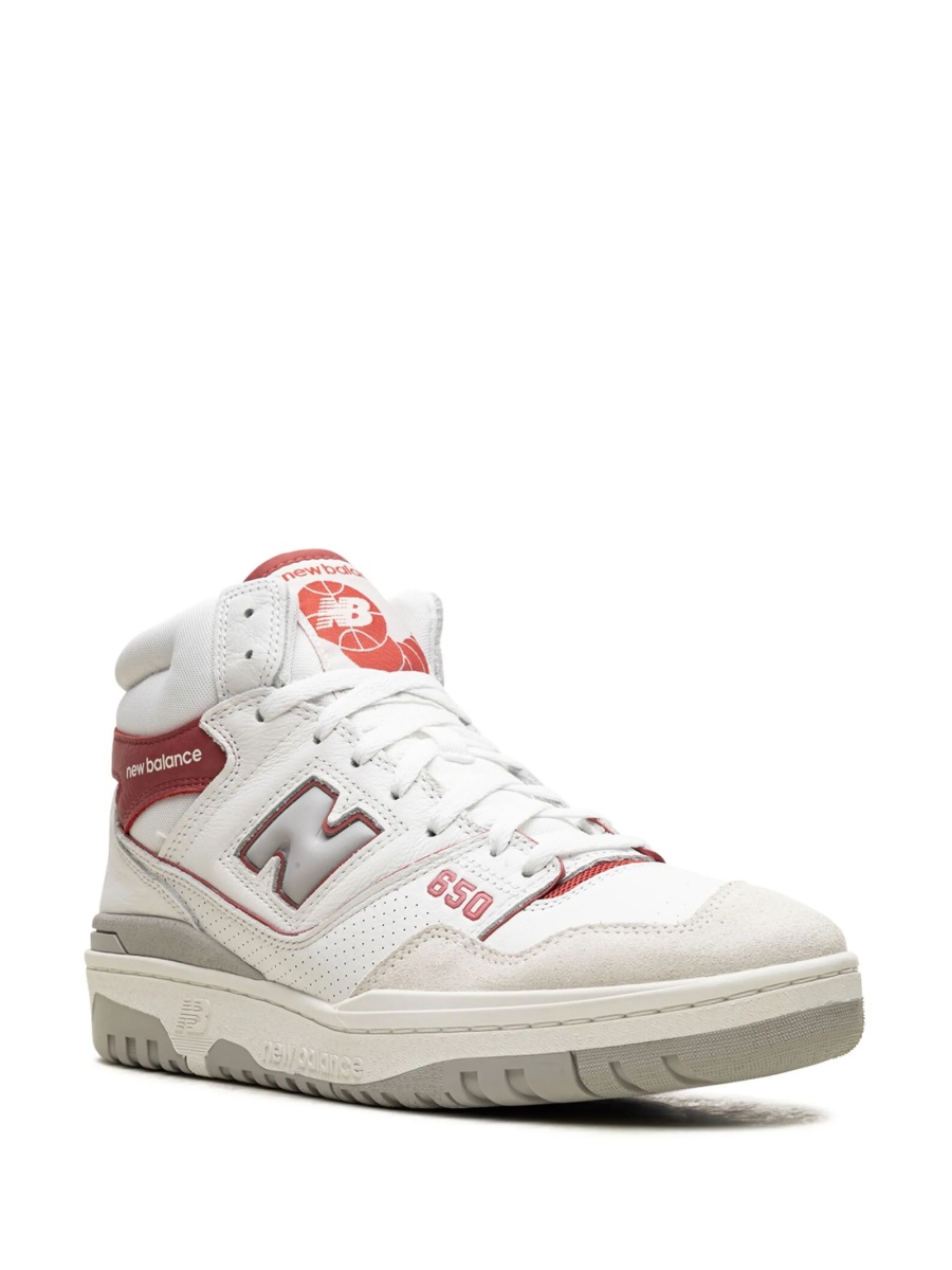 Sneakers New Balance albi din piele si material textil - Img 2