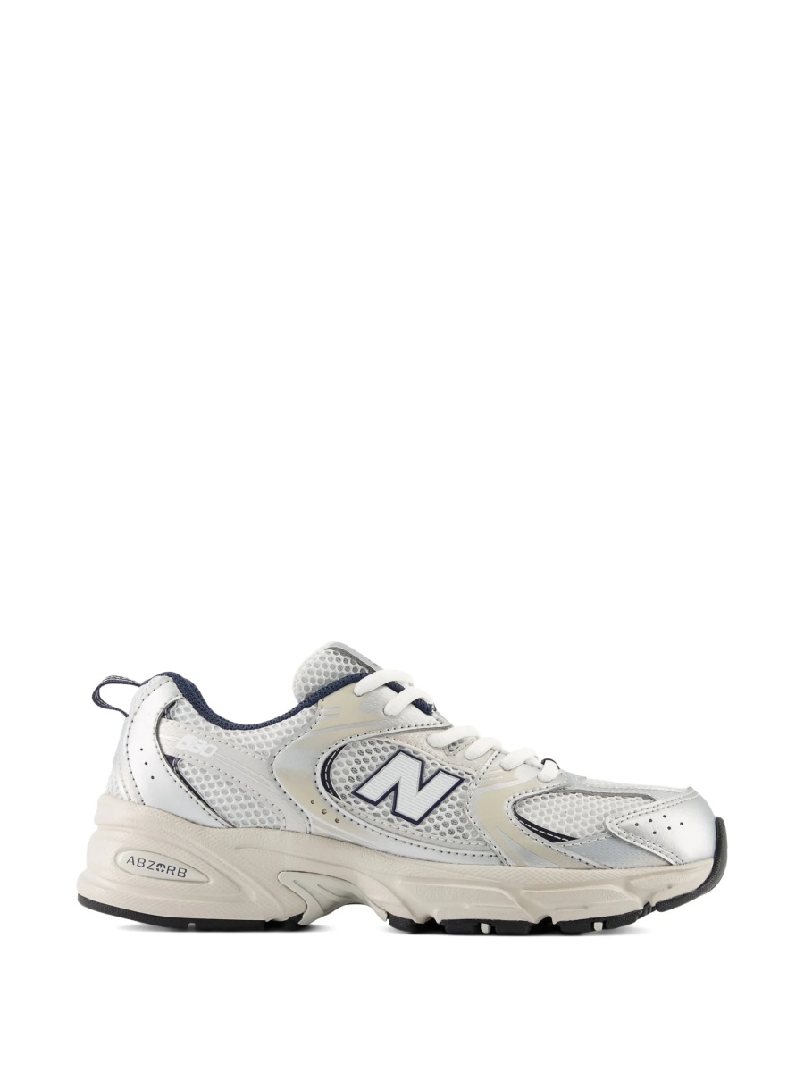 Sneakers New Balance Kids argintii din poliuretan - Img 2