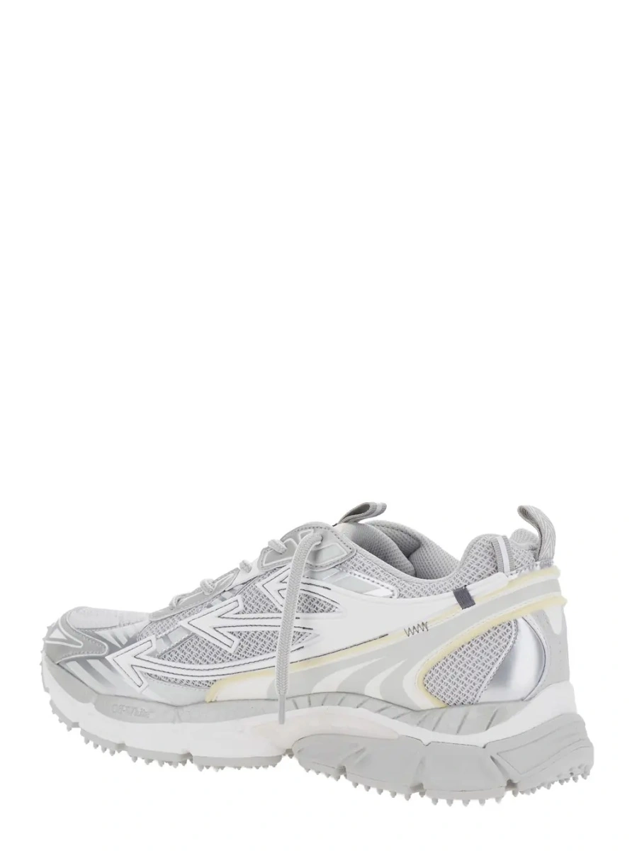 Sneakers Off-White gri din piele si tesatura tehnica - Img 3