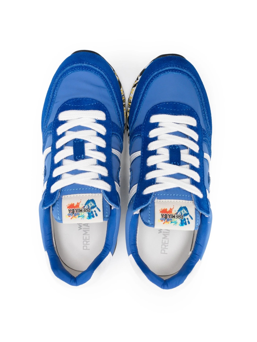 Sneakers Premiata albastri din material textil si piele intoarsa - Img 3