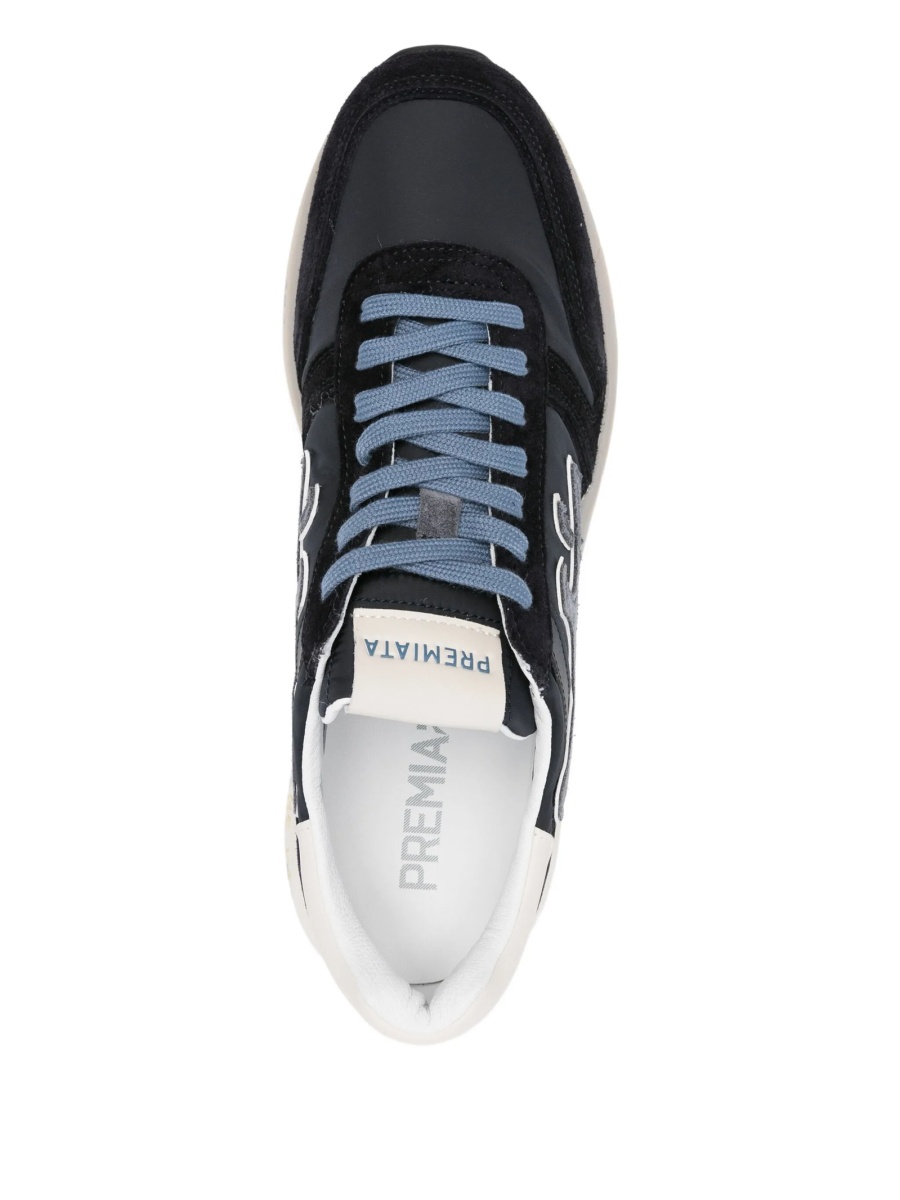 Sneakers Premiata albastri din material textil si piele intoarsa - Img 4