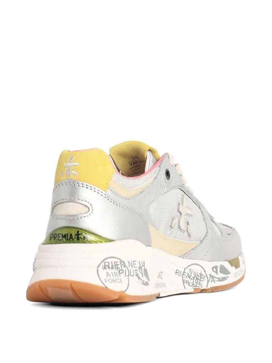 Sneakers Premiata argintii din fibre metalice si piele - Img 3