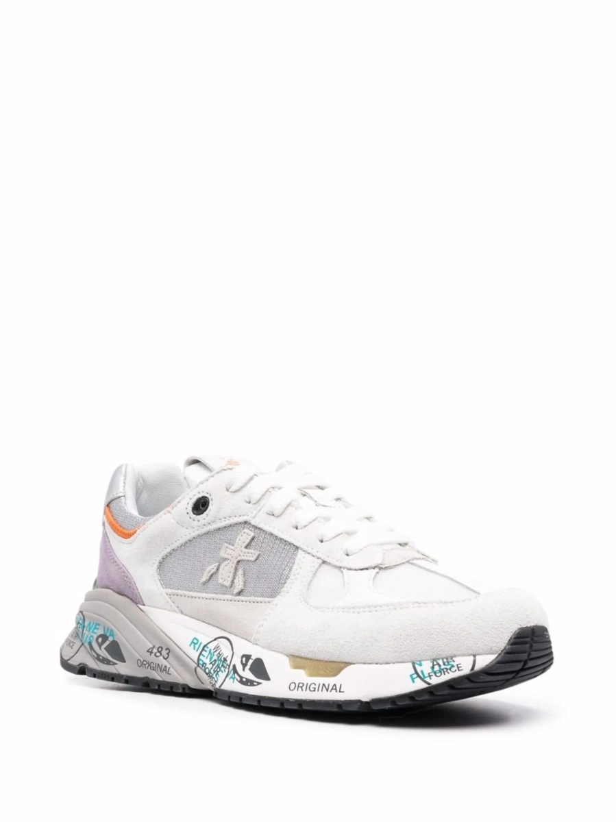 Sneakers Premiata gri din piele si material textil - Img 2
