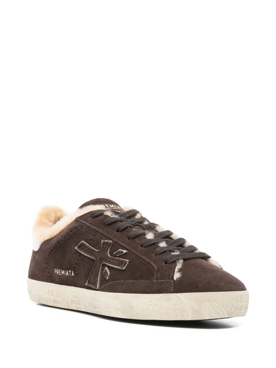 Sneakers Premiata maro din piele intoarsa si poliuretan - Img 2