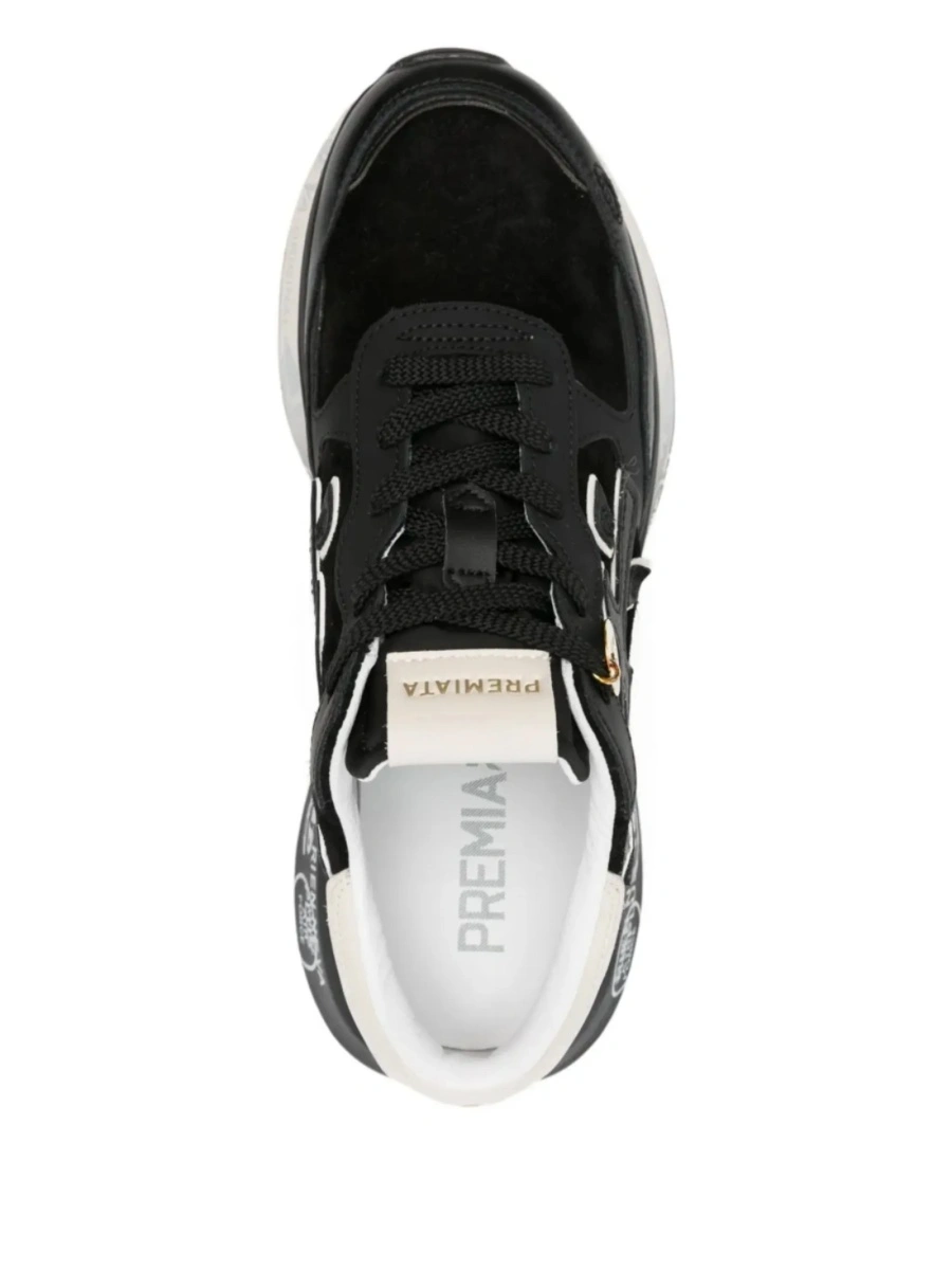 Sneakers Premiata negri din piele si piele intoarsa - Img 4