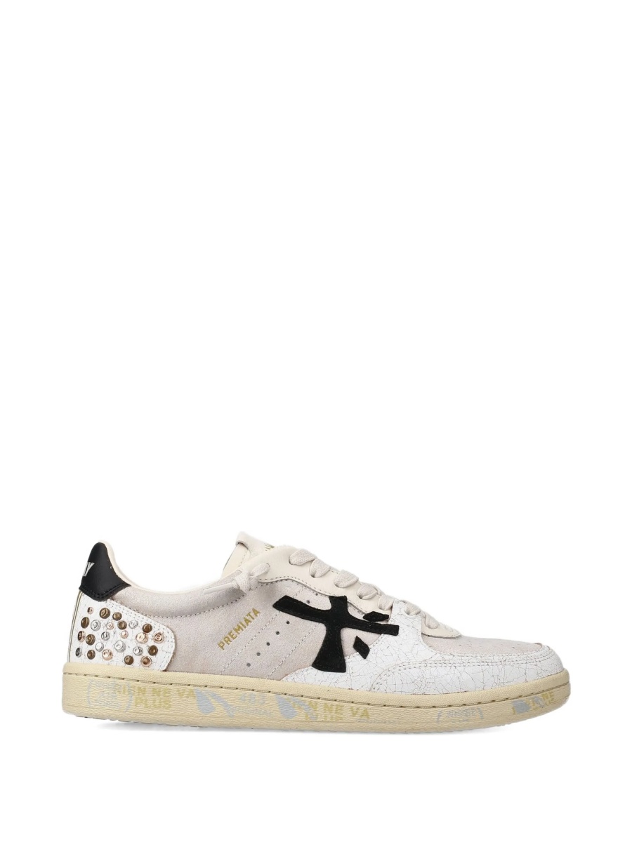 Sneakers Premiata neutri din piele si metal - Img 2