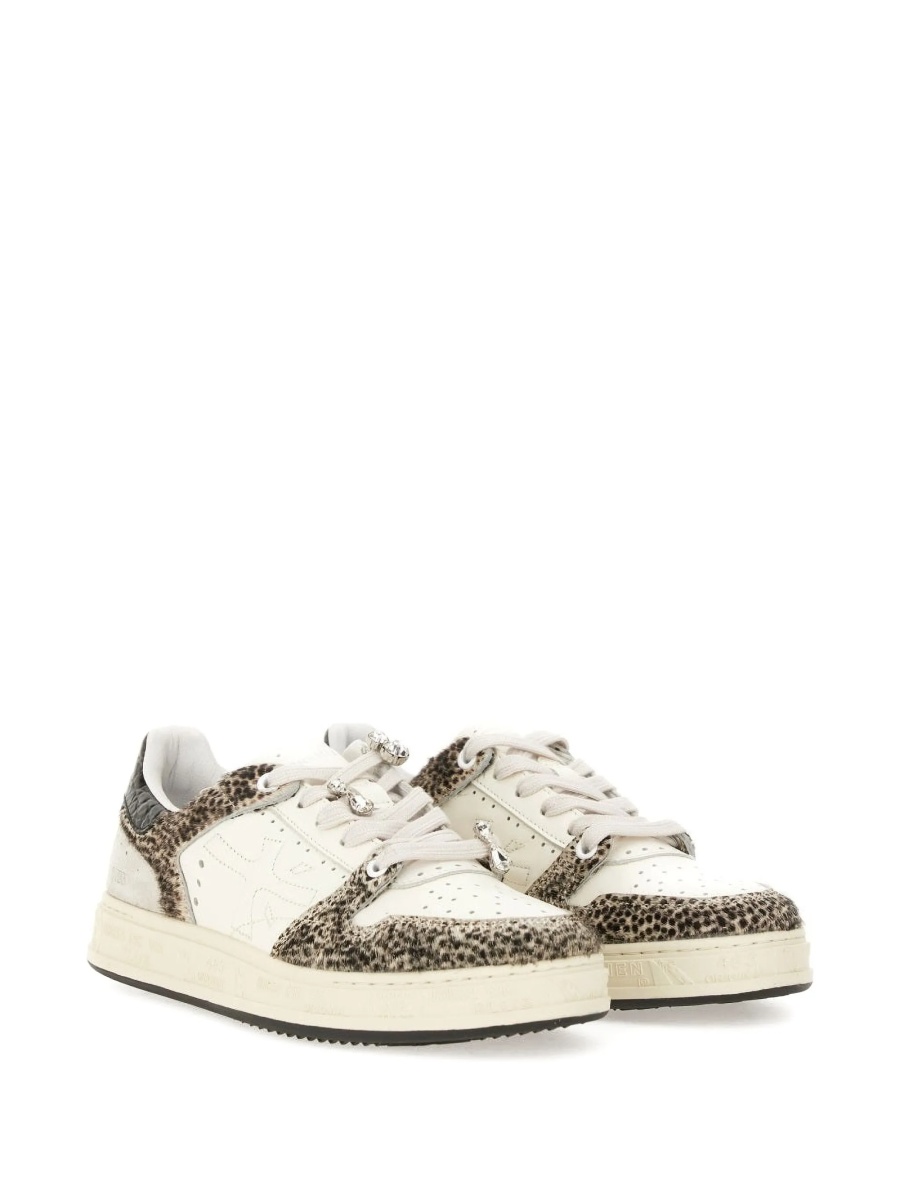 Sneakers Premiata neutri din piele si par de vitel - Img 2