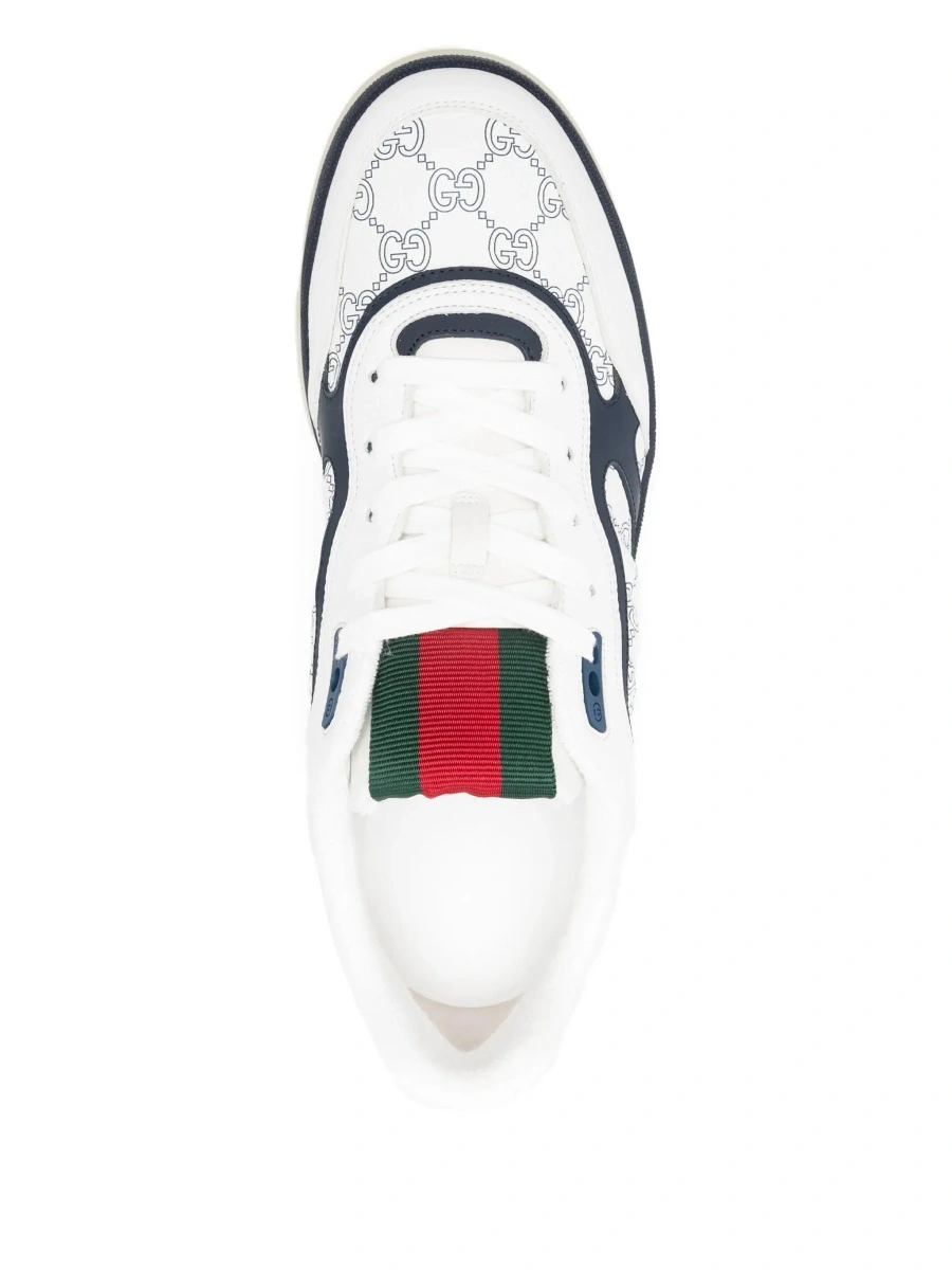 Sneakers 'Re-Web' White Sneaker Low Top with Web Tab and GG All-Over Motif in Leather Man - Img 7