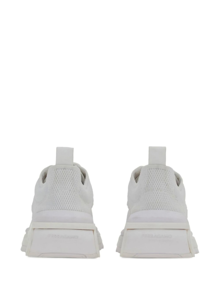 Sneakers Salvatore Ferragamo gancini albi din material textil si piele - Img 3