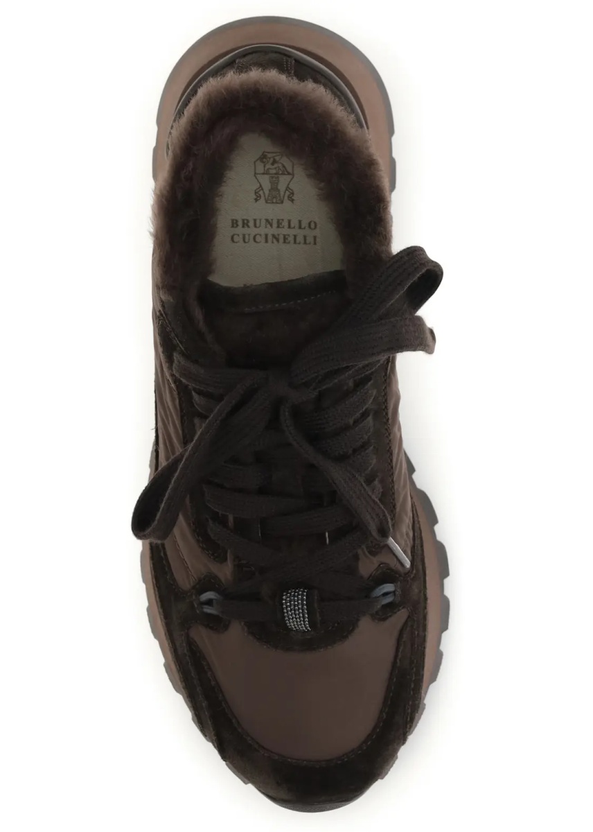 Sneakers Suede and techno fabric Sneakers with shearling lining and monile - Img 4