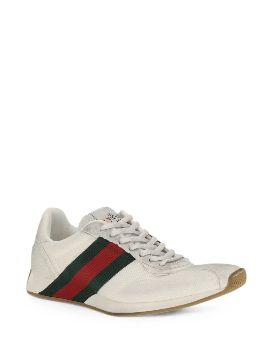 Sneakers 'Tempo' White Sneakers with raised toe and lateral Web Stripe band in leather and fabric Men - Img 5