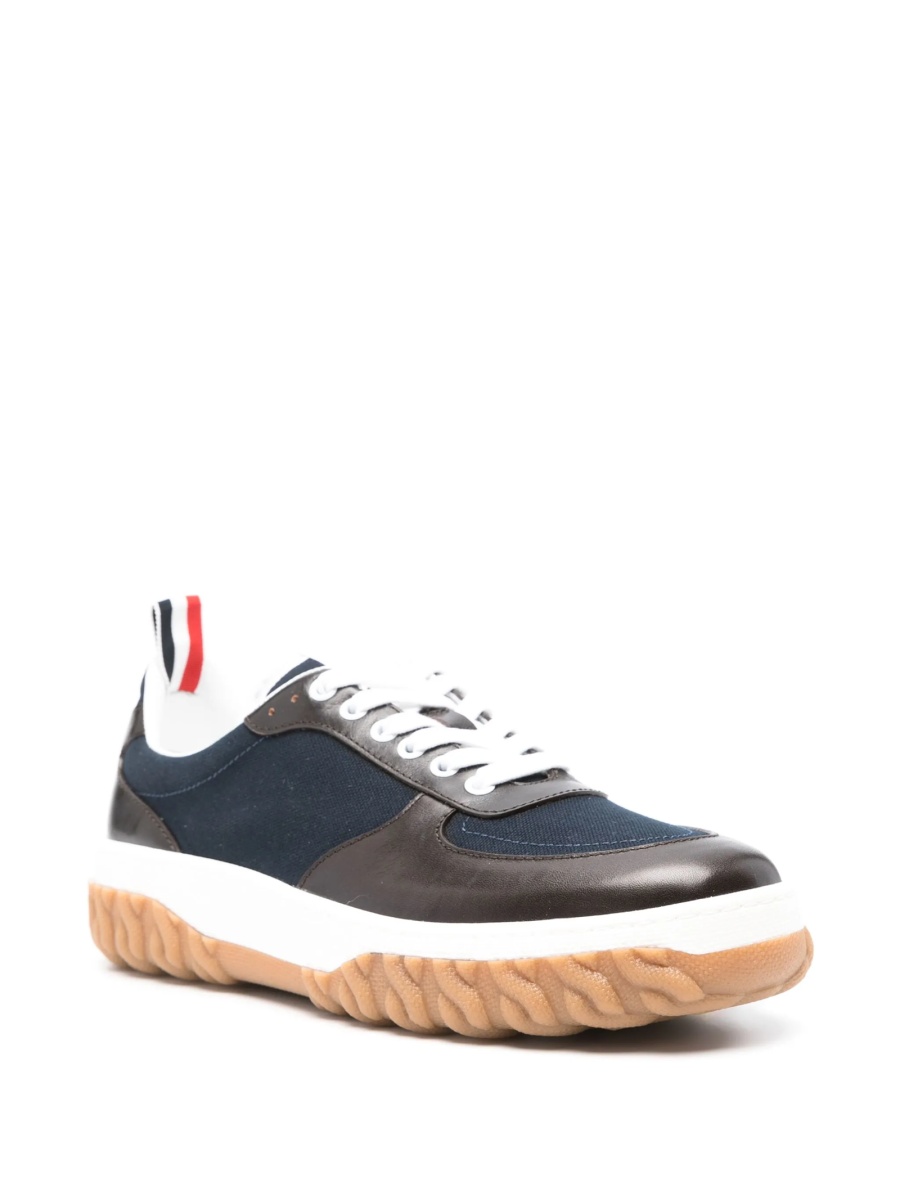 Sneakers Thom Browne albastri din material textil si piele - Img 2