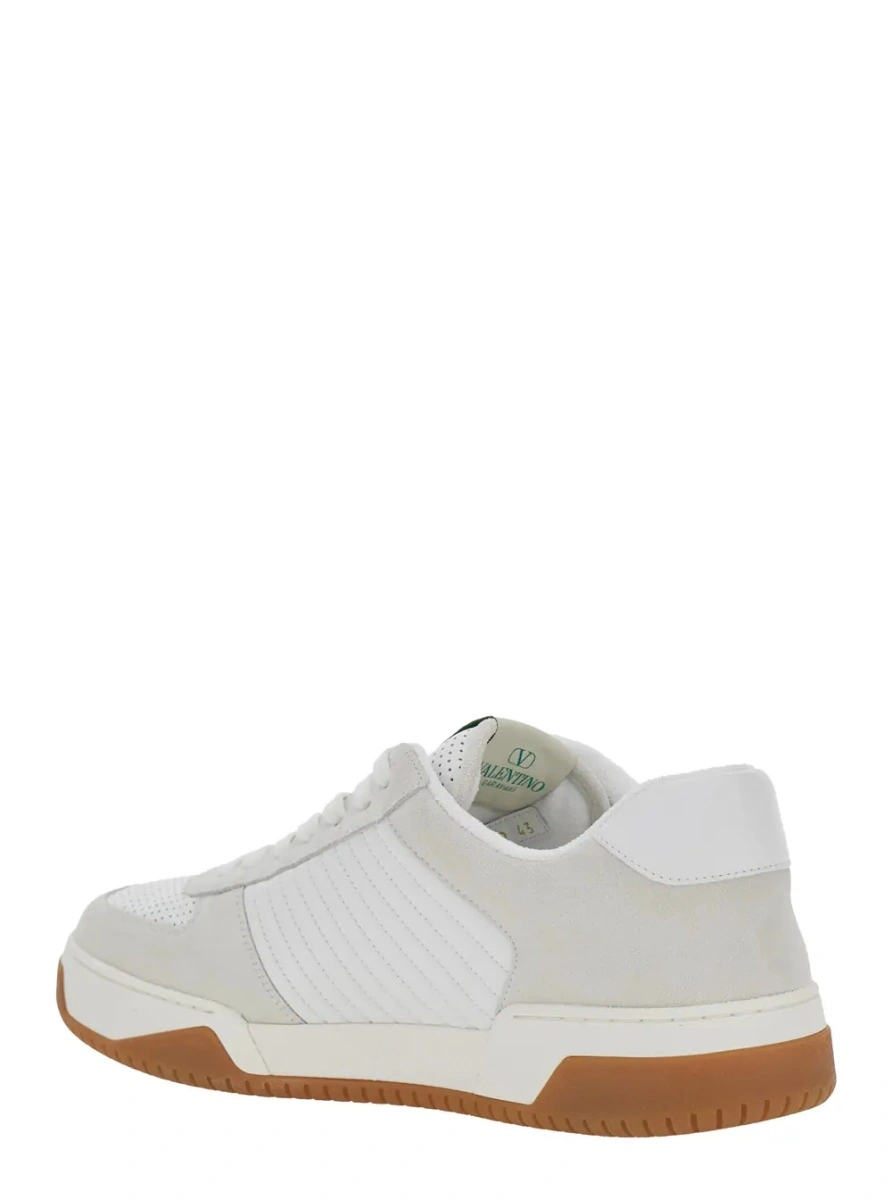 Sneakers Valentino Garavani albi din piele si material textil - Img 2
