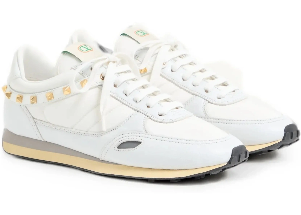 Sneakers Valentino Garavani albi din piele si nylon - Img 5