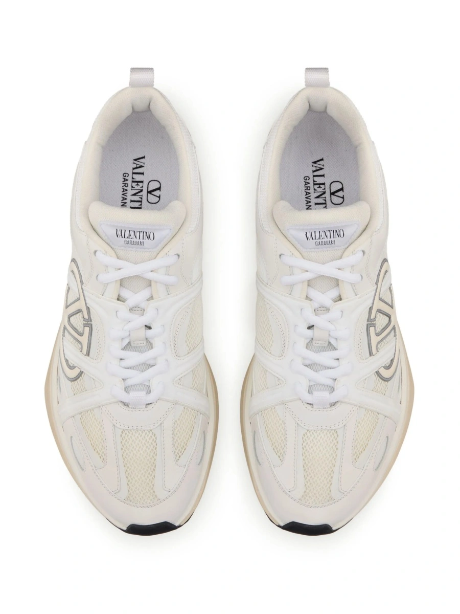 Sneakers Valentino Garavani albi din piele si plasa - Img 4