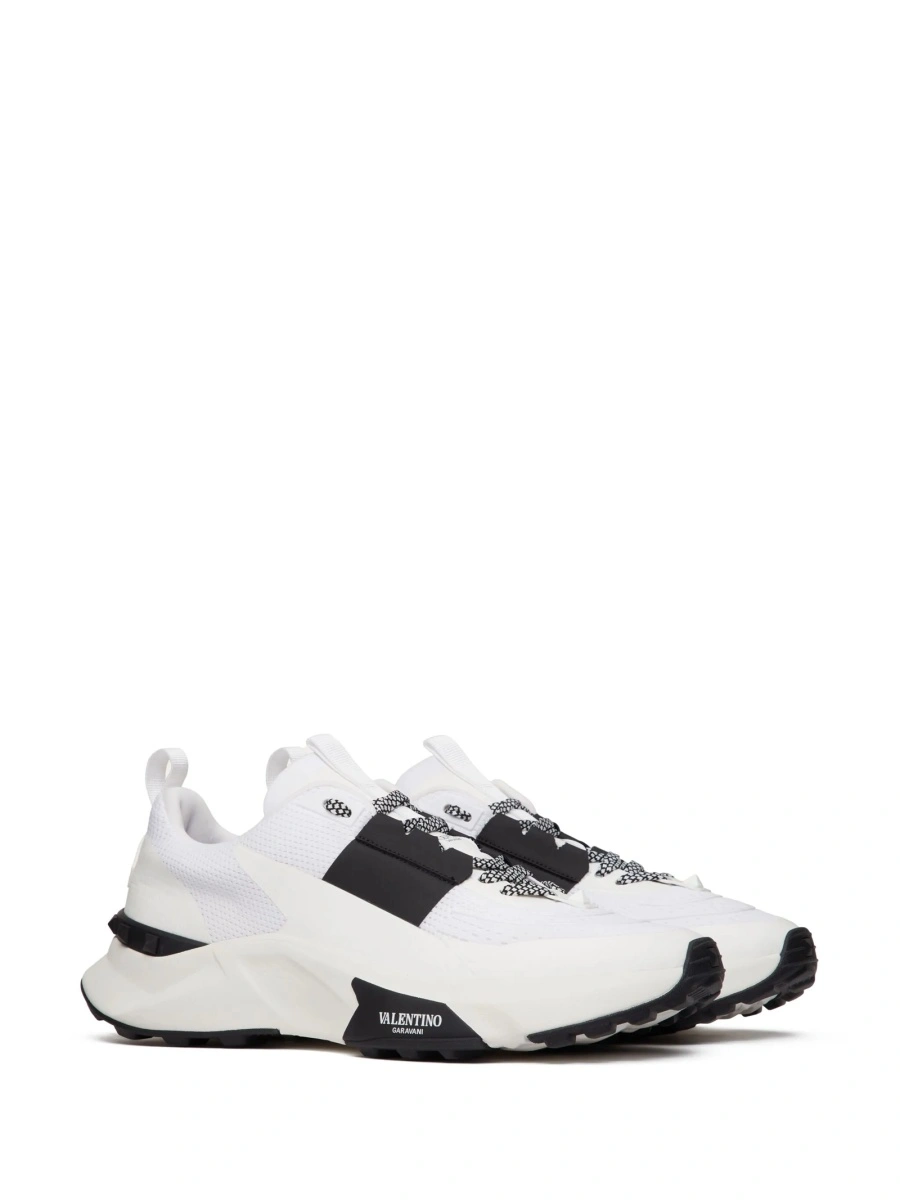 Sneakers Valentino Garavani Rockstud albi din piele si vascoza - Img 6