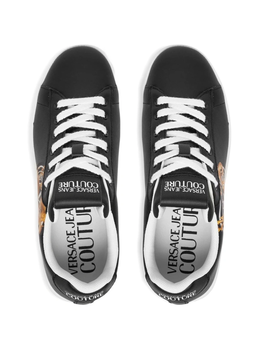Sneakers Versace Jeans Couture negri din poliuretan si piele - Img 3
