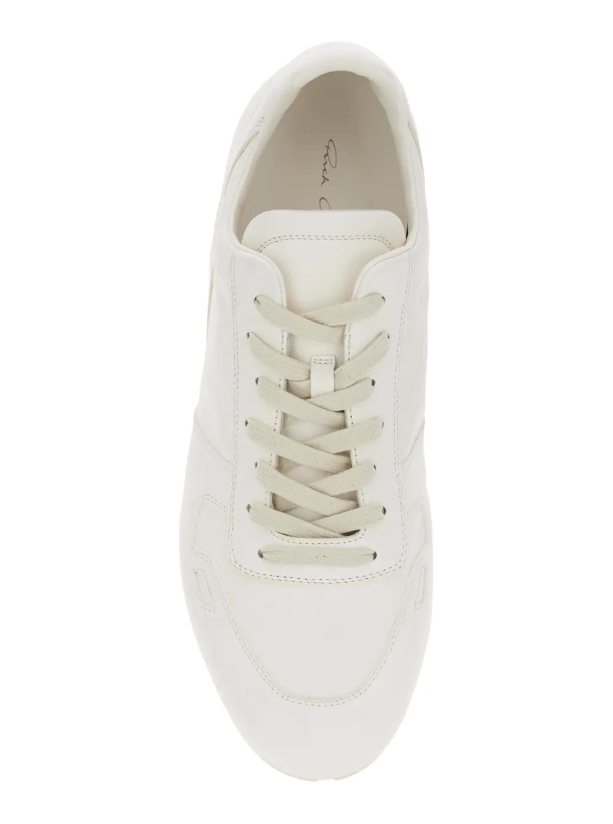 Sneakers White Low Top Sneaker with Round Toe and Lace-Up Closure in Leather for Men - Img 4