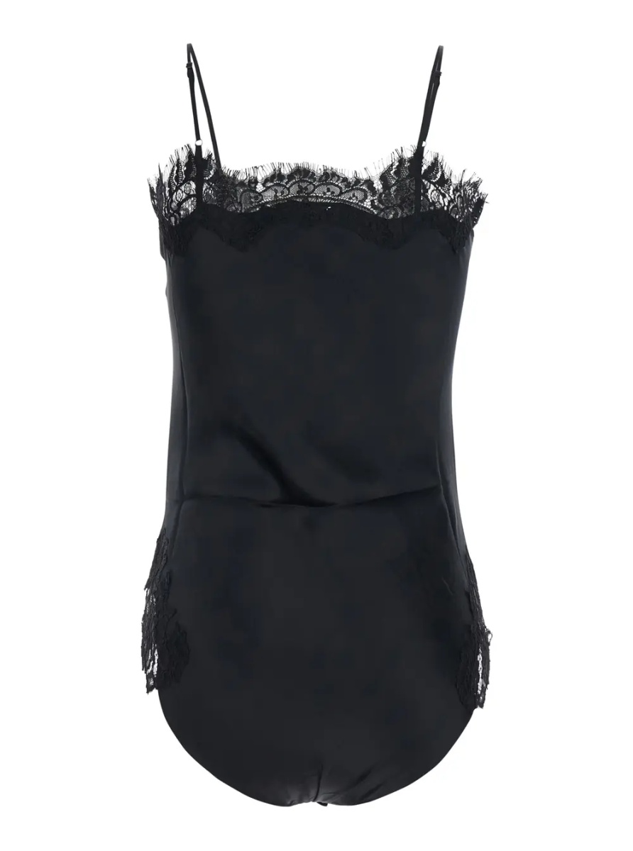 Topuri black Top with Spaghetti straps and lace details in fabric for women - Img 2