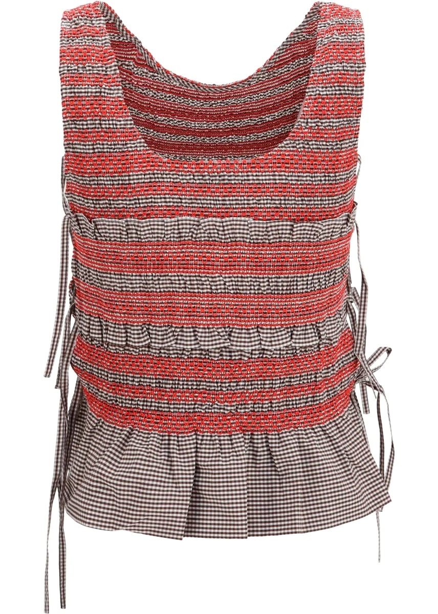 Topuri Elastic printed Top with ruching and side ties - Img 2