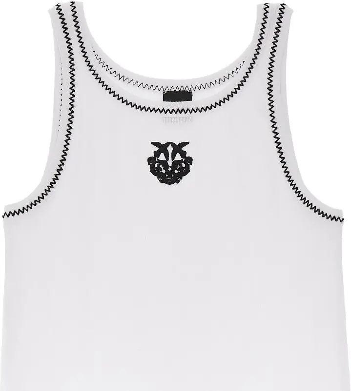 Topuri Love Birds embroidery ribbed tank top - Img 2