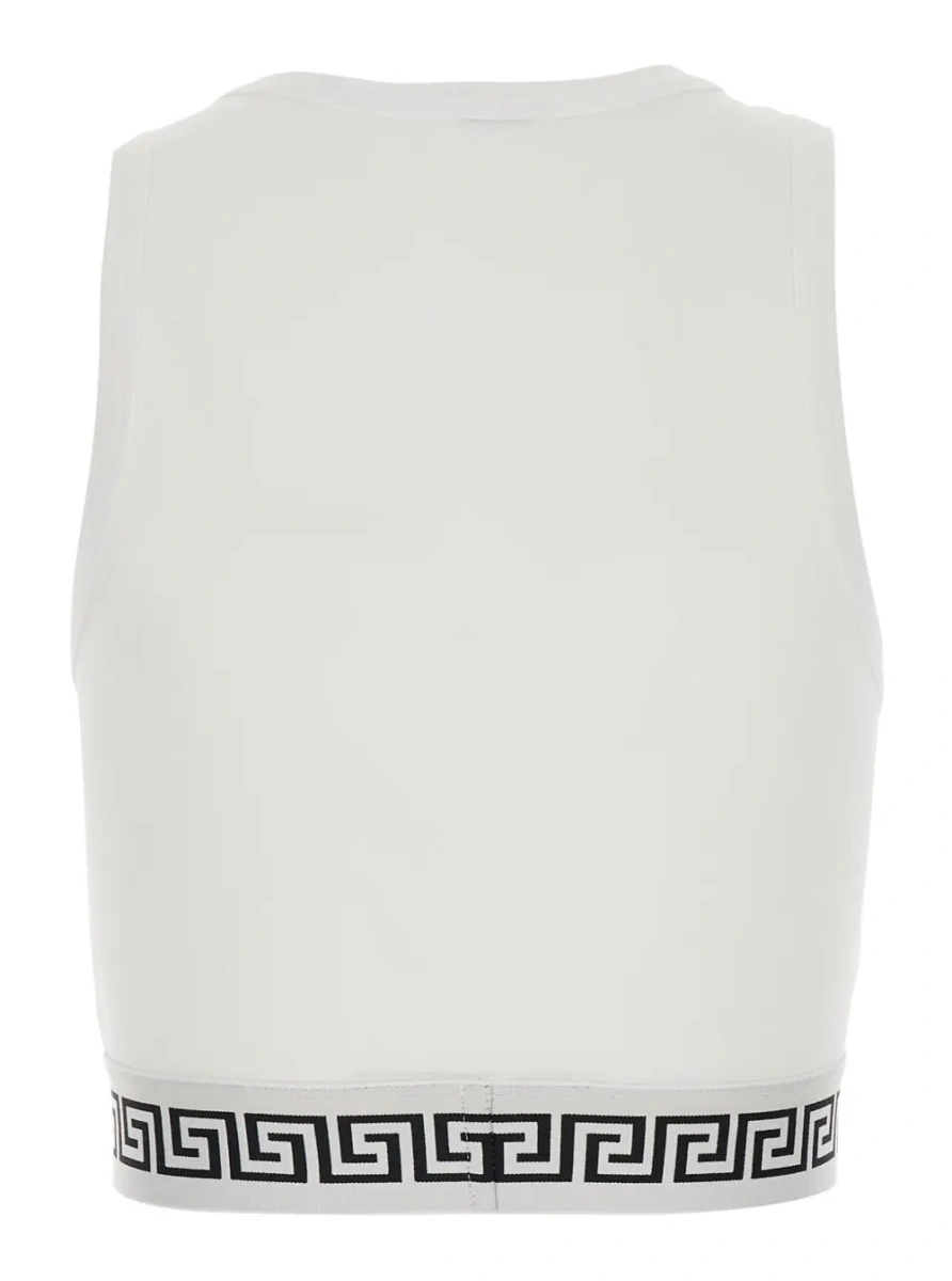 Topuri White Top with elasticized design and logo band in Cotton Women - Img 2