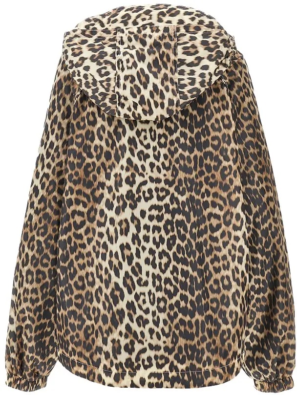 Trenciuri Leopard-print nylon hooded blouson jacket - Img 3