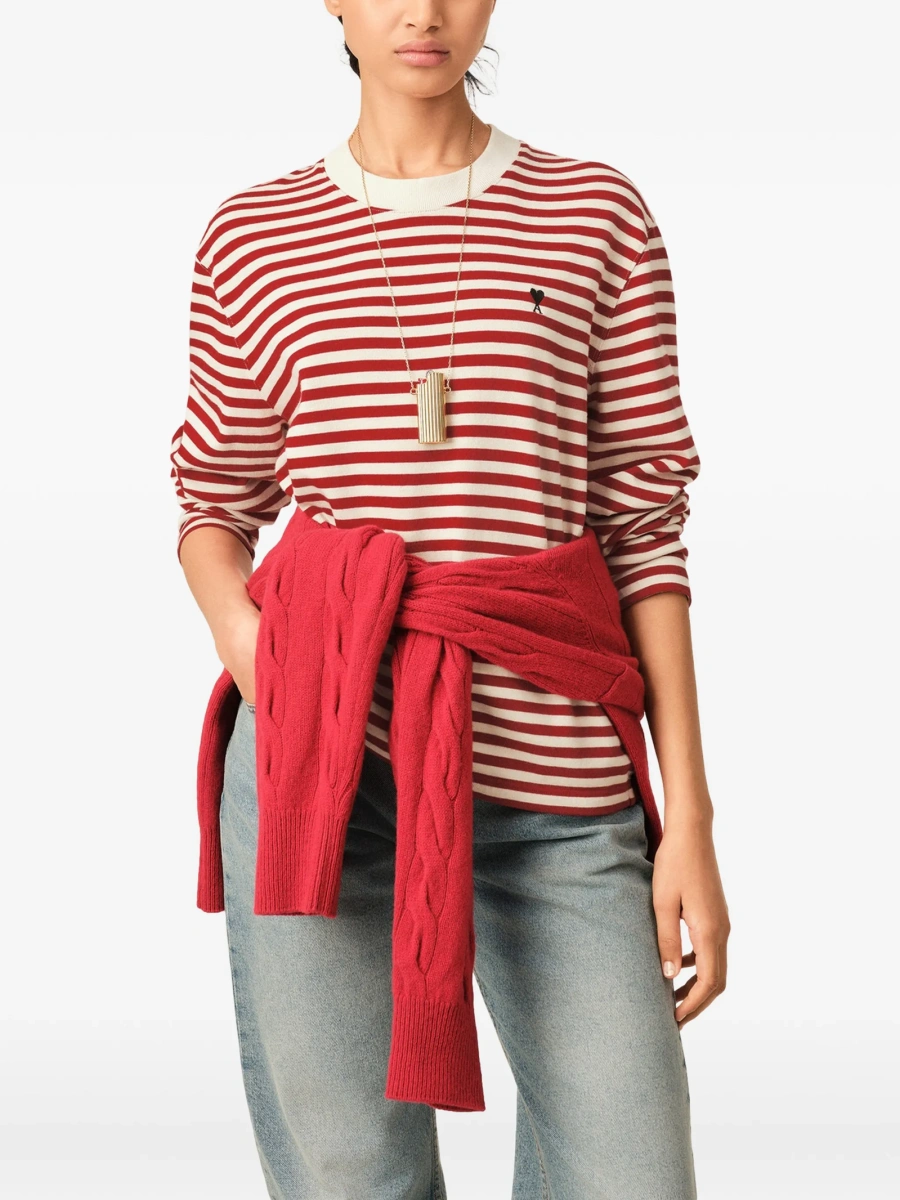 Tricou AMI Paris ami de coeur rosu din bumbac organic - Img 4