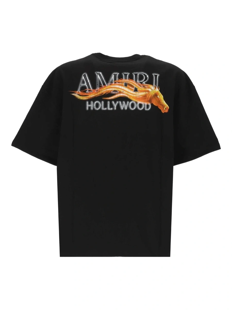 Tricou AMIRI negru din bumbac cu logo imprimat fata si spate - Img 4