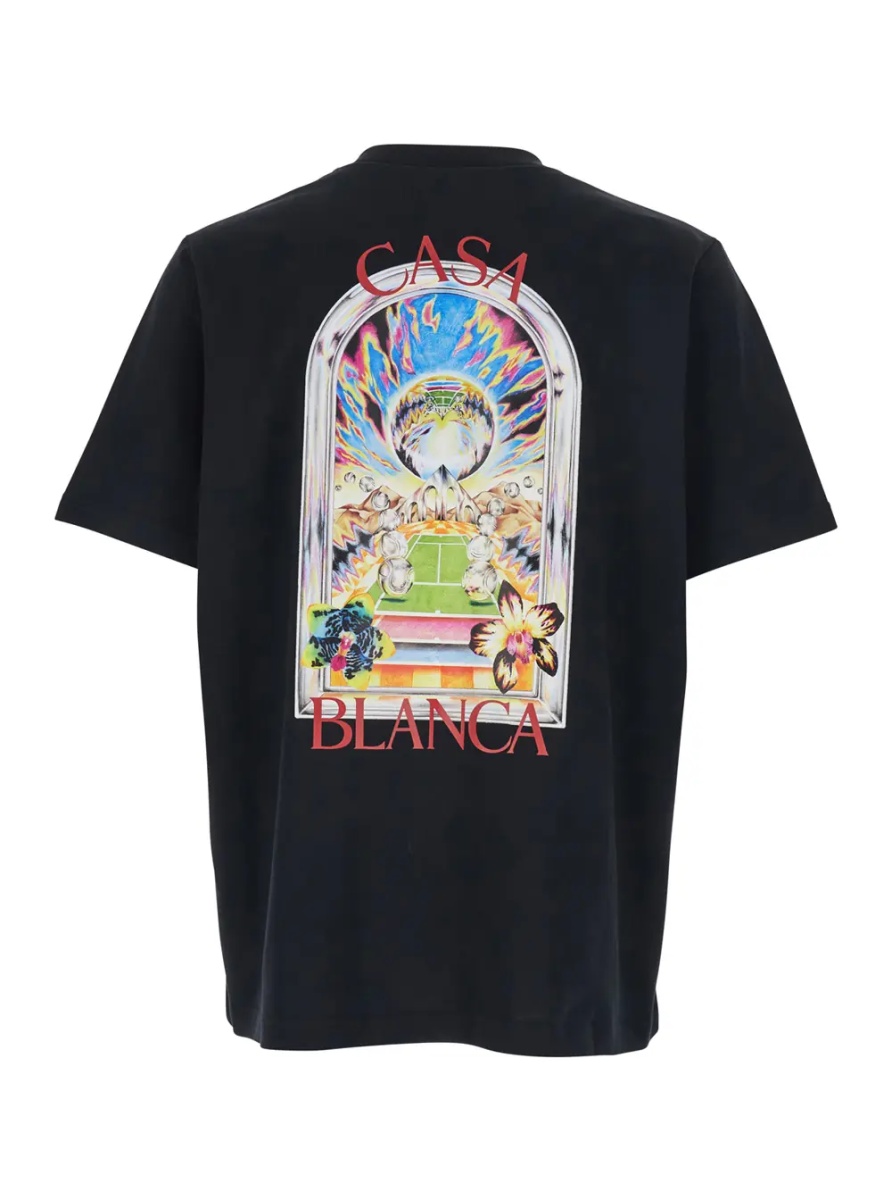 Tricou Black T-Shirt with Logo Detail on the Front and Maxi Logo on the Back in Cotton Man - Img 2