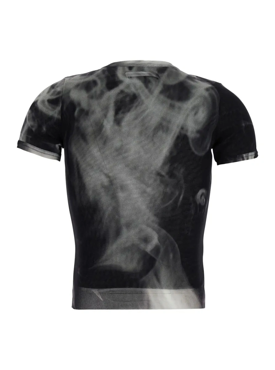Tricou Black Top with Short Sleeves and Smoking Women Print in Tech Fabric for Women - Img 2