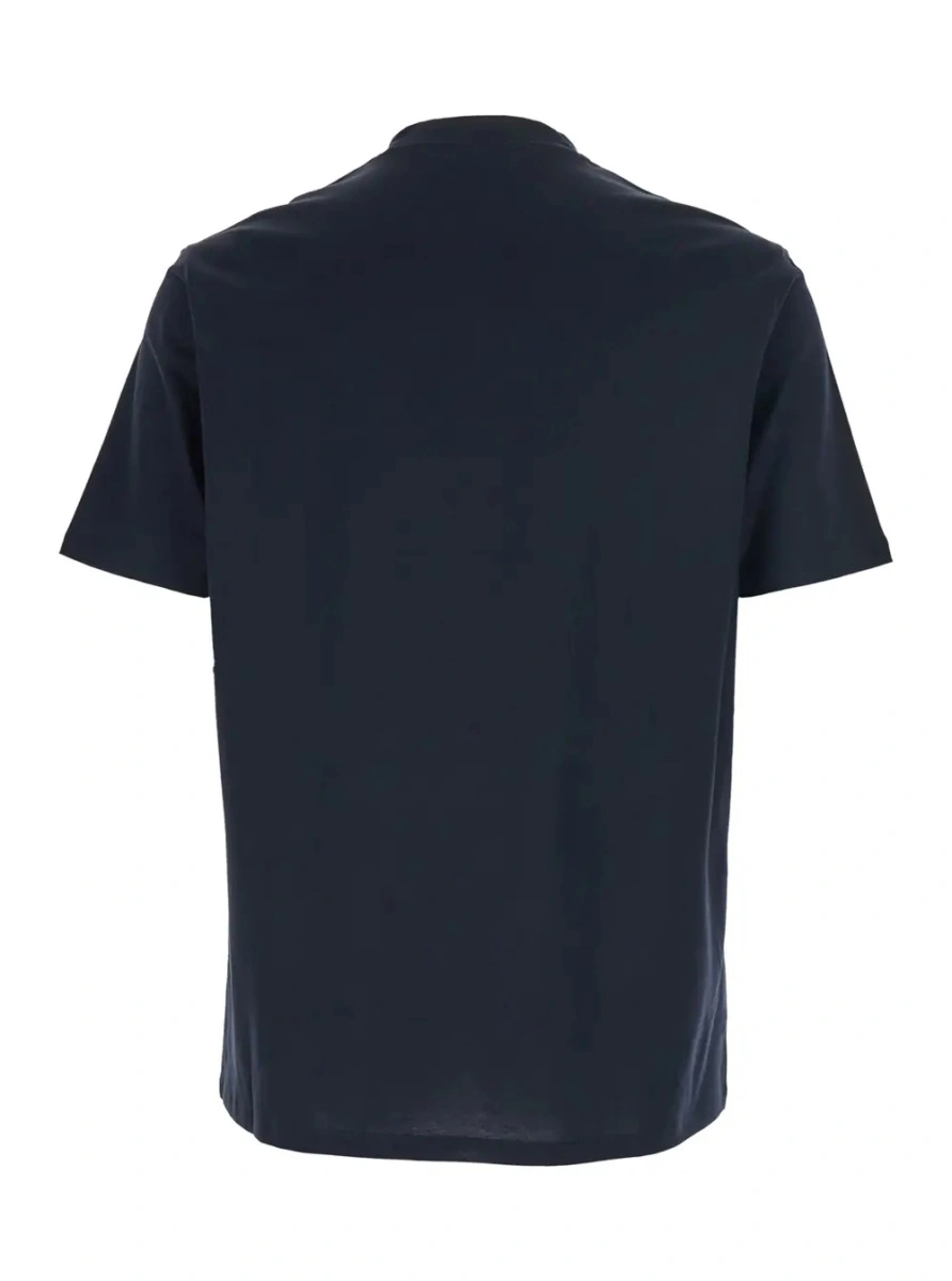 Tricou Blue Crew Neck T-Shirt with Logo Embroidery in Cotton for Men - Img 2