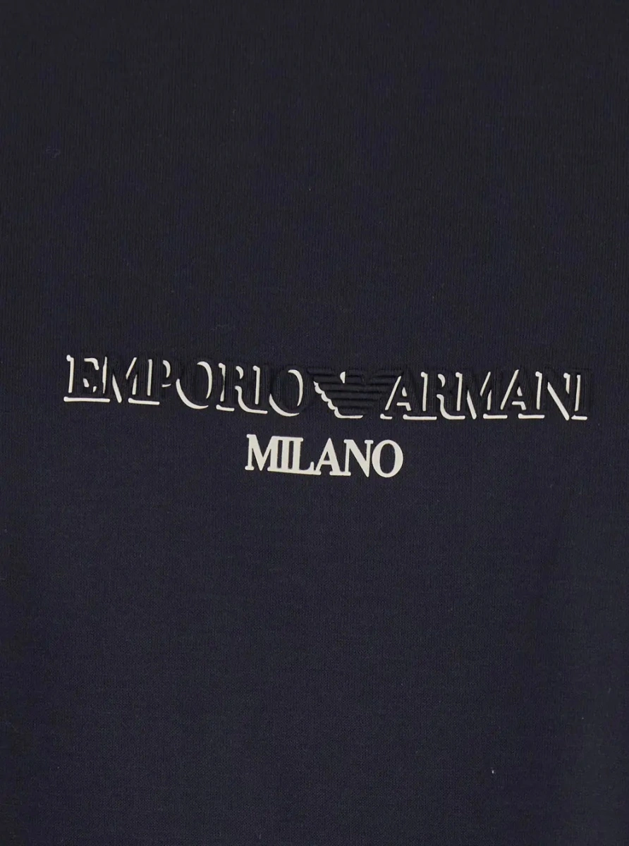 Tricou blue T-shirt with Logo lettering on the front in cotton for men - Img 3