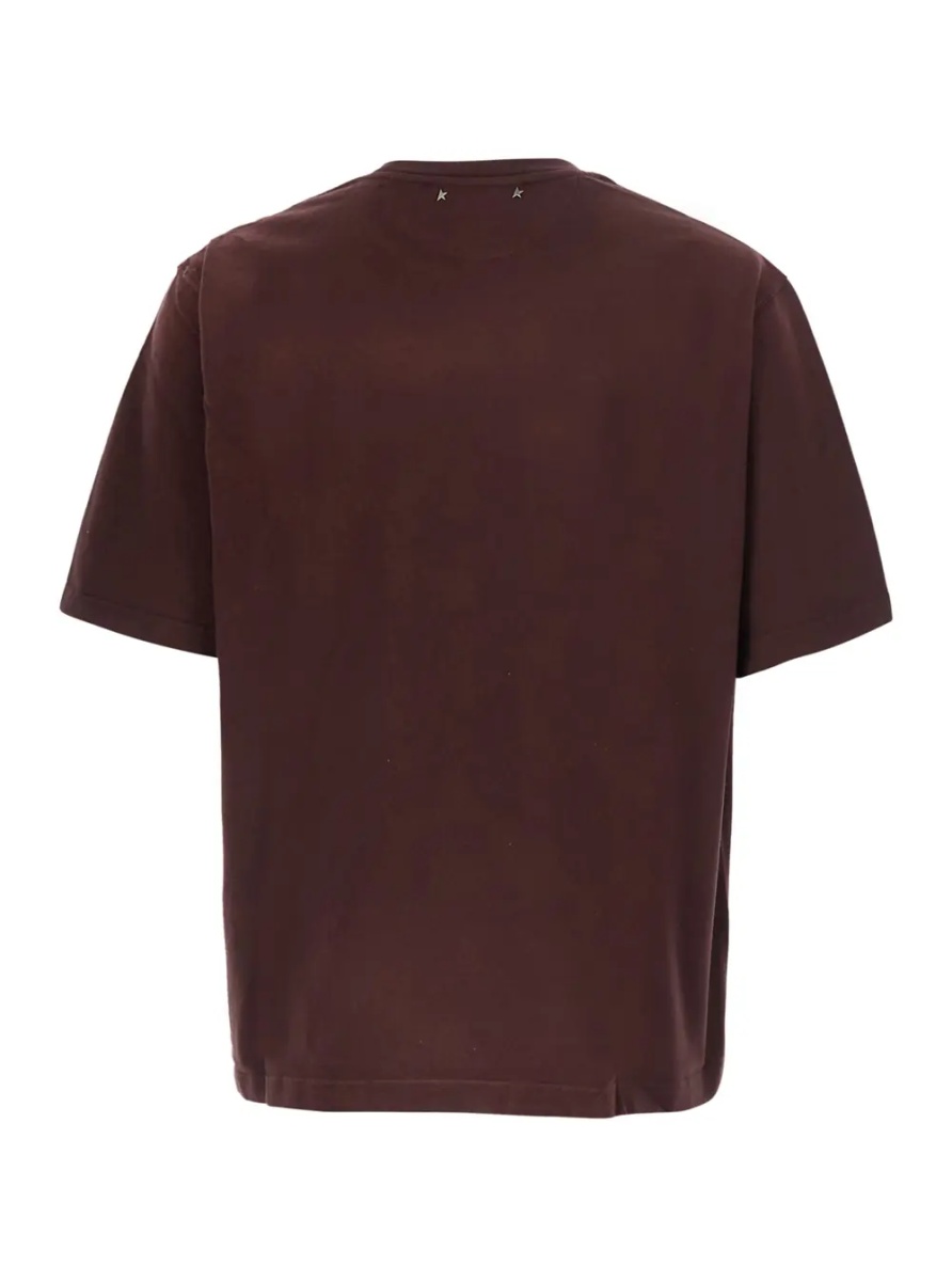 Tricou Bordeaux Crew Neck T-Shirt with Logo Lettering on the Front in Cotton for Men - Img 2