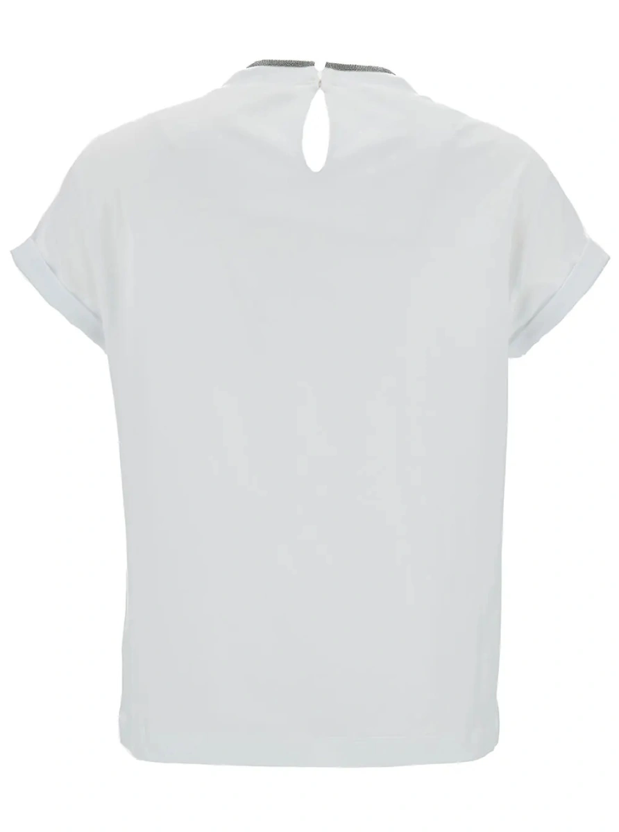 Tricou Brunello Cucinelli alb din bumbac - Img 2