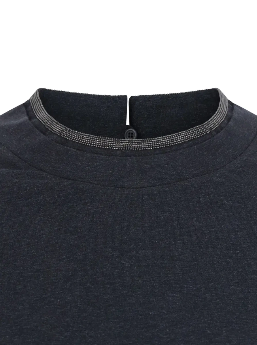 Tricou Brunello Cucinelli gri din jerse - Img 3