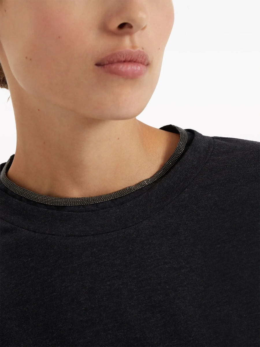 Tricou Brunello Cucinelli gri din jerse - Img 6